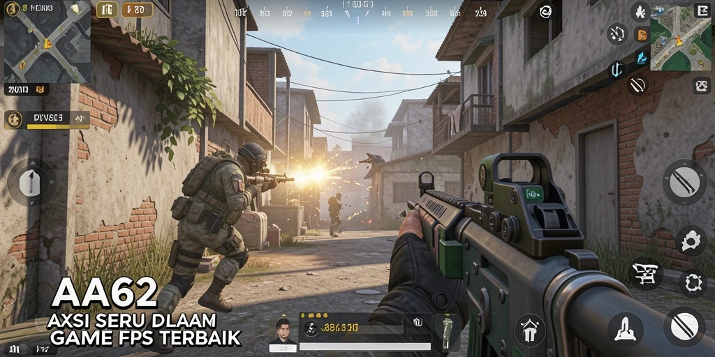 Tampilan gameplay dinamis dan seru dalam AA62 FPS.
