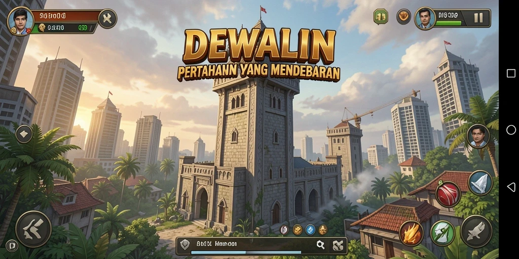 Gameplay menegangkan DEWALIN dalam pertahanan menara yang seru.