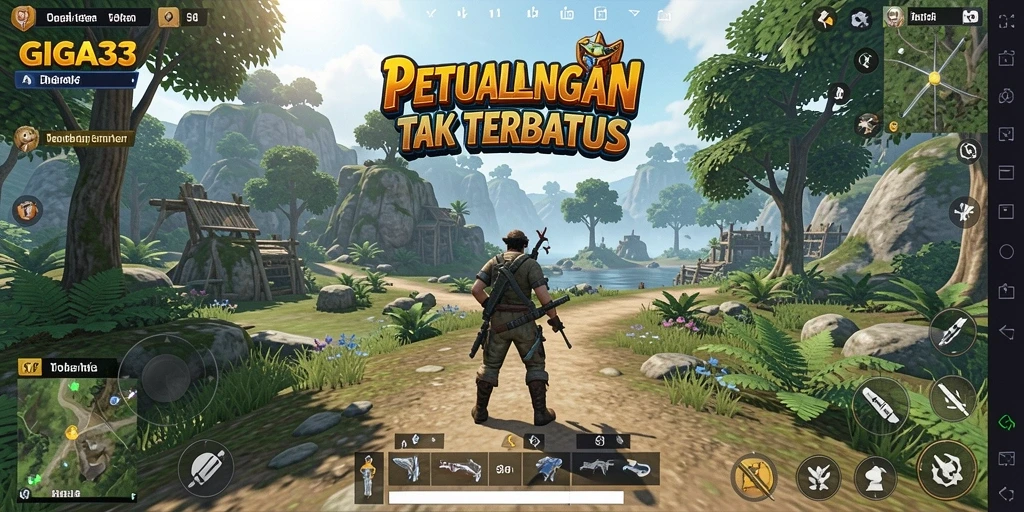 Tampilan gameplay GIGA33 menampilkan eksplorasi luas dalam dunia Open World.