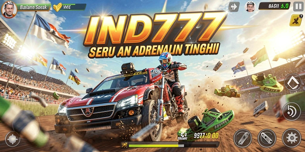 Tangkapan layar menunjukkan serunya gameplay balapan di IND777.