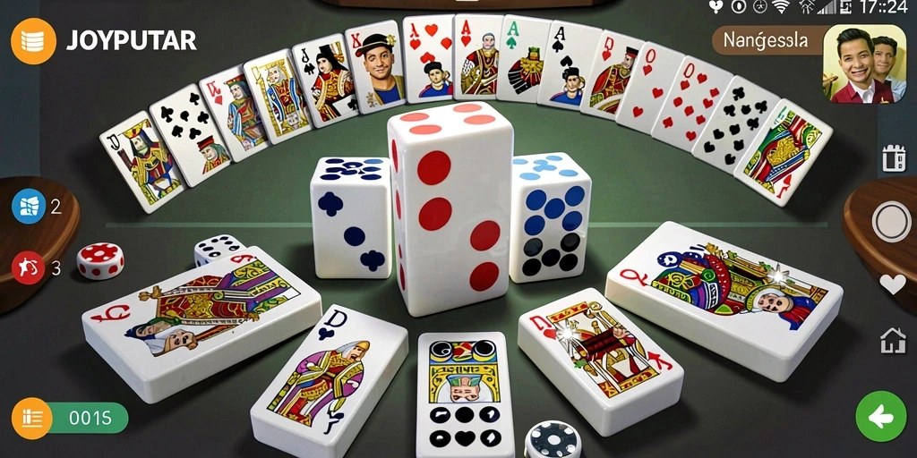 Tampilan gameplay seru dari JOYPUTAR dalam permainan Domino.