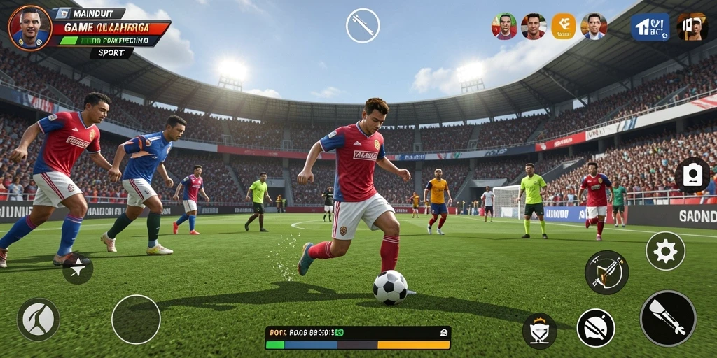 Tampilan utama gameplay MAINDUIT yang menampilkan berbagai olahraga.
