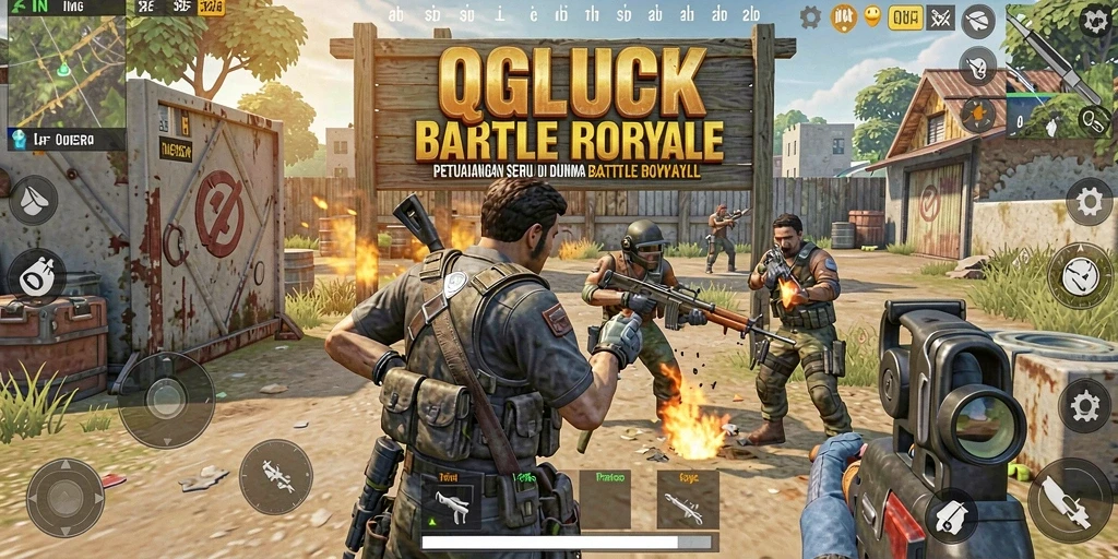Screenshot menunjukkan momen aksi intens dalam gameplay Battle Royale.