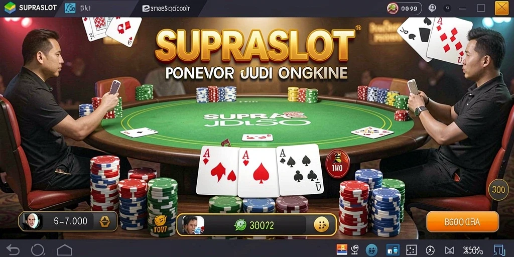 Tampilan screenshot utama SUPRASLOT menampilkan suasana permainan Poker yang seru.