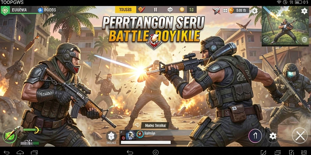Tampilan menarik dari gameplay TOOPGWS di arena pertarungan Battle Royale.